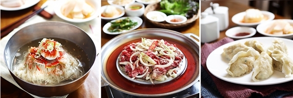 한국 대표 평양냉면집 음식들.