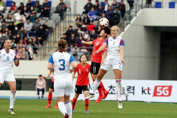 용인시민체육공원서 4월 열린 여자축구 국가대표팀 친선경기 장면.(사진제공=용인시)