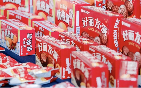 중국에서 출시되고 있는 오리온 주요 파이 제품들. (자료제공=오리온)