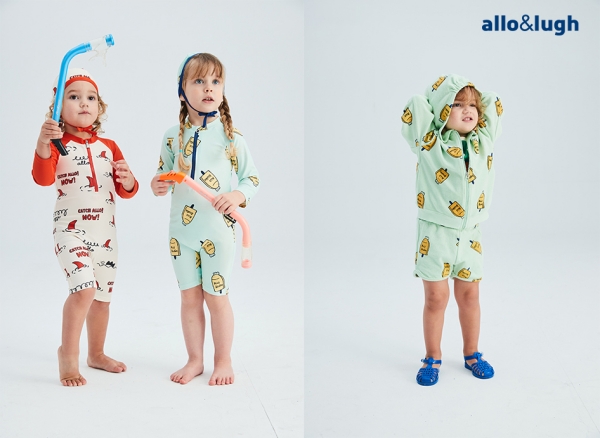 알로앤루 마일 샤크 수영복(사진 왼쪽부터), 마일 아이스크림 수영복, 마일 아이스크림 점퍼&팬츠