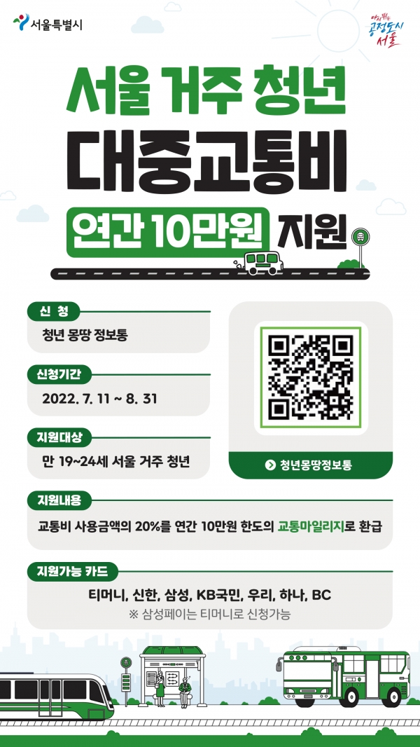 서울시 청년 대중교통비 지원 사업 홍보 포스터 (사진=서울시청 제공)