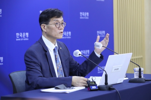 이창용 한국은행 총재가 25일 오전 통화정책방향 기자간담회에서 발언하고 있다. (사진=한국은행 제공)