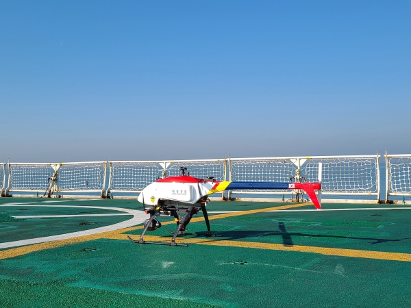 무인항공기 제조 및 개발 전문기업 프리뉴는 전동형 무인헬기 ‘루펠E’를 해양경찰청 경비함정 탑재용으로 공급했다고 11일 밝혔다. (사진=프리뉴 제공)