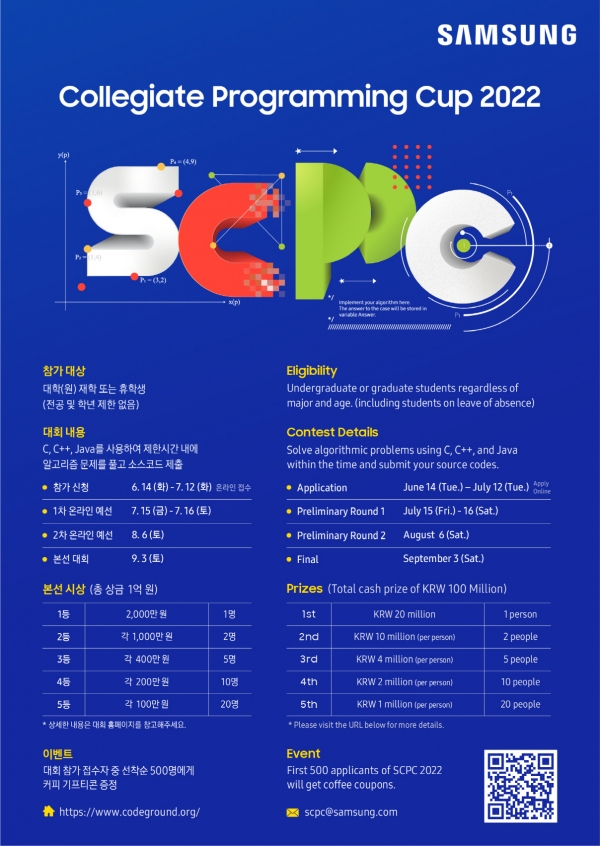 삼성전자, 대학생 프로그래밍 경진대회 ‘SCPC 2022’ 참가자 모집