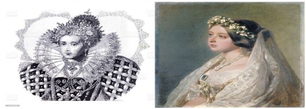 영국 엘리자베스 여왕(1세)과 빅토리아 여왕.